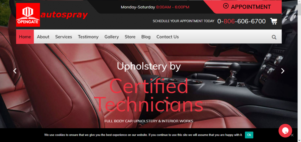 Opengate Autospray website screenshot